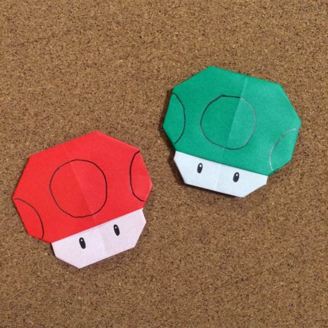 スーパーマリオのキノコの折り紙の折り方！意外にかわいいゾ！